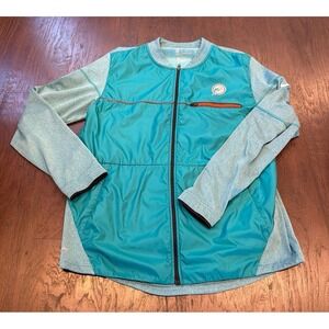 MIAMI DOLPHINS GAME USED THROWBACK LOGO FULL ZIP TRAVEL JACKET DRI-FIT
